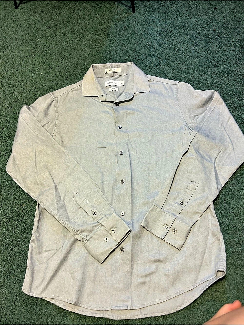Calvin Klein Sateen Button Down Shirt Gray Size 16 Like New